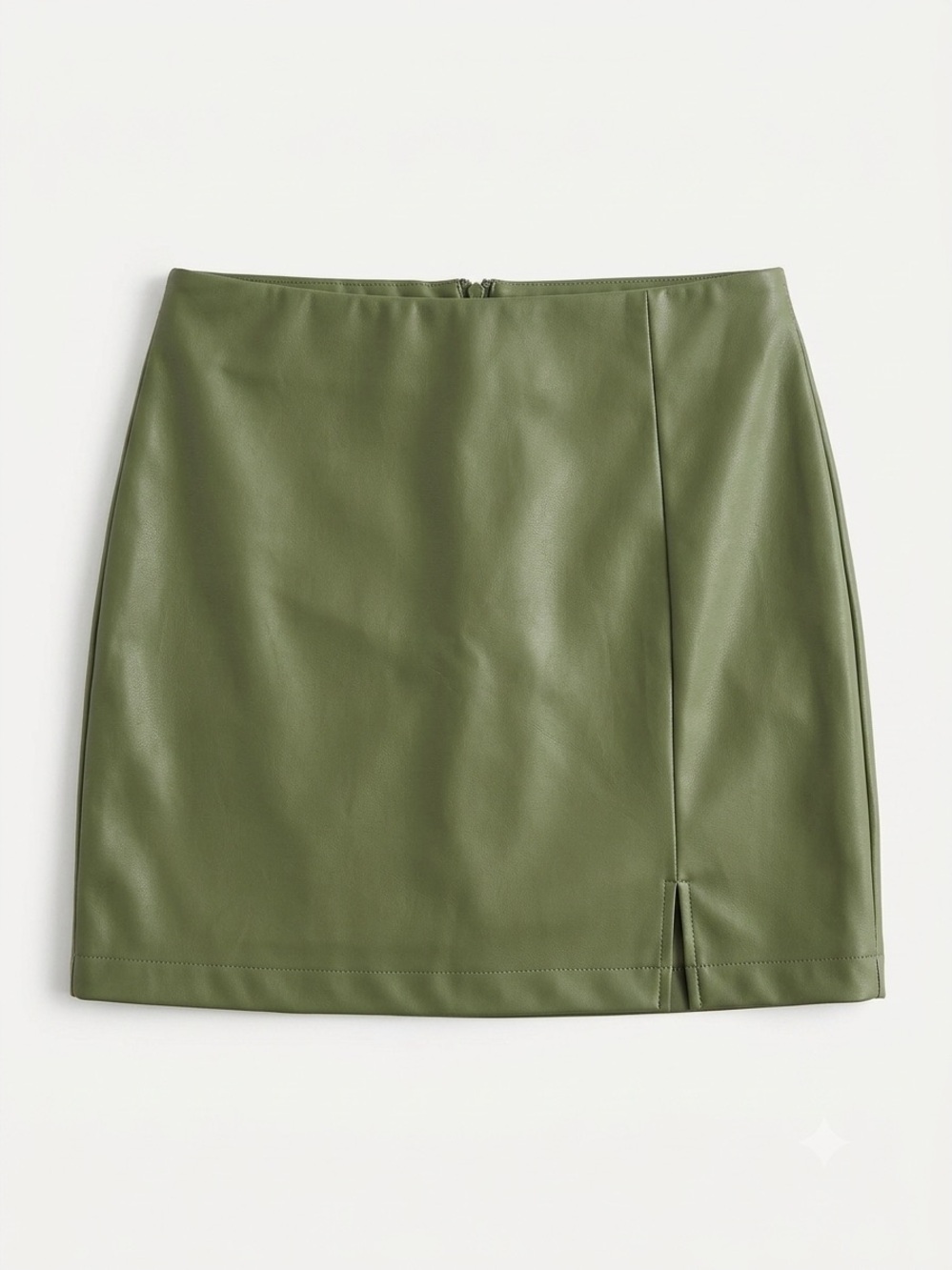 Gilli Olive Green Faux Leather Slit Mini Skirt
